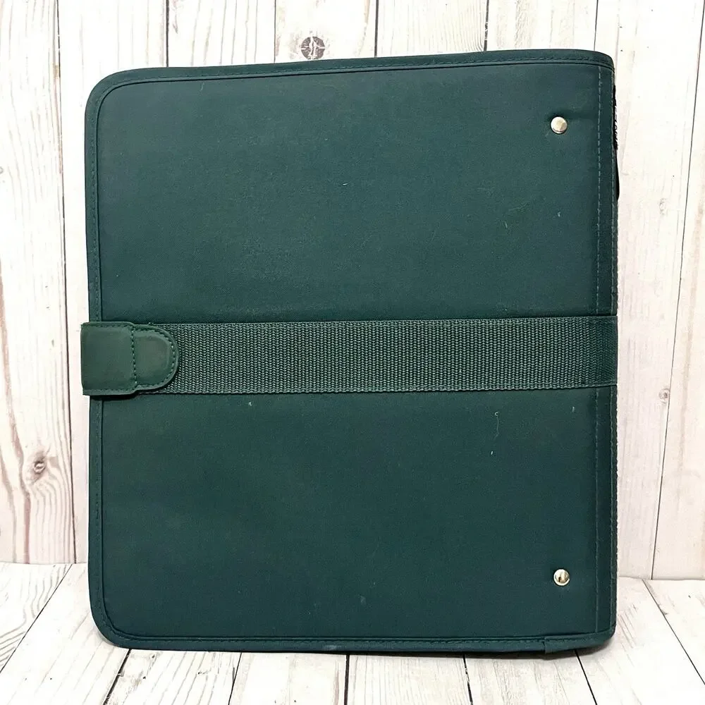 Vintage Y2K Mead 5 Star First Gear Zipper Binder 3 Ring 3” Forest Green Calendar